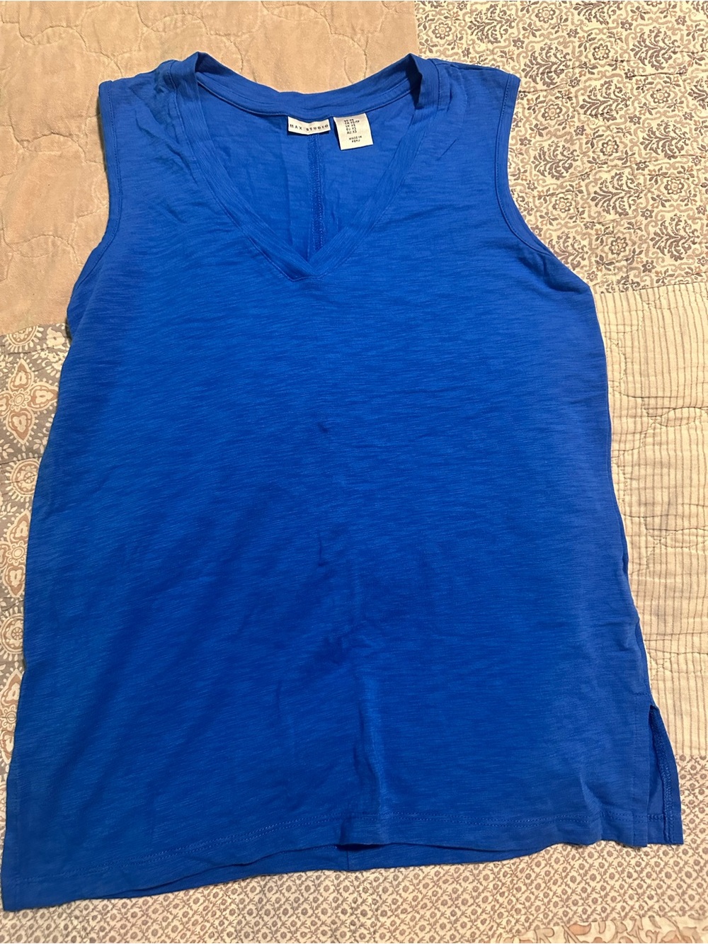 Max Studio Royal Blue V-Neck Sleeveless Tank Top